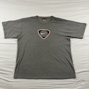 Vintage Nike Soccer T-Shirt (XL) Swoosh Logo Gray Sports Tee 90s Y2K Light Wear
